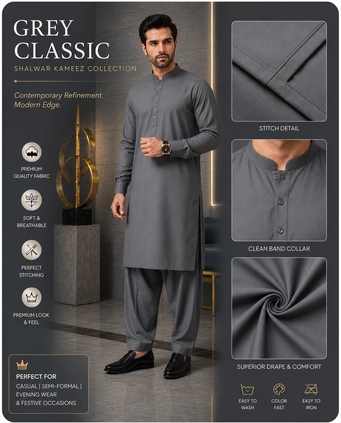 Grey Classic Summer Wear