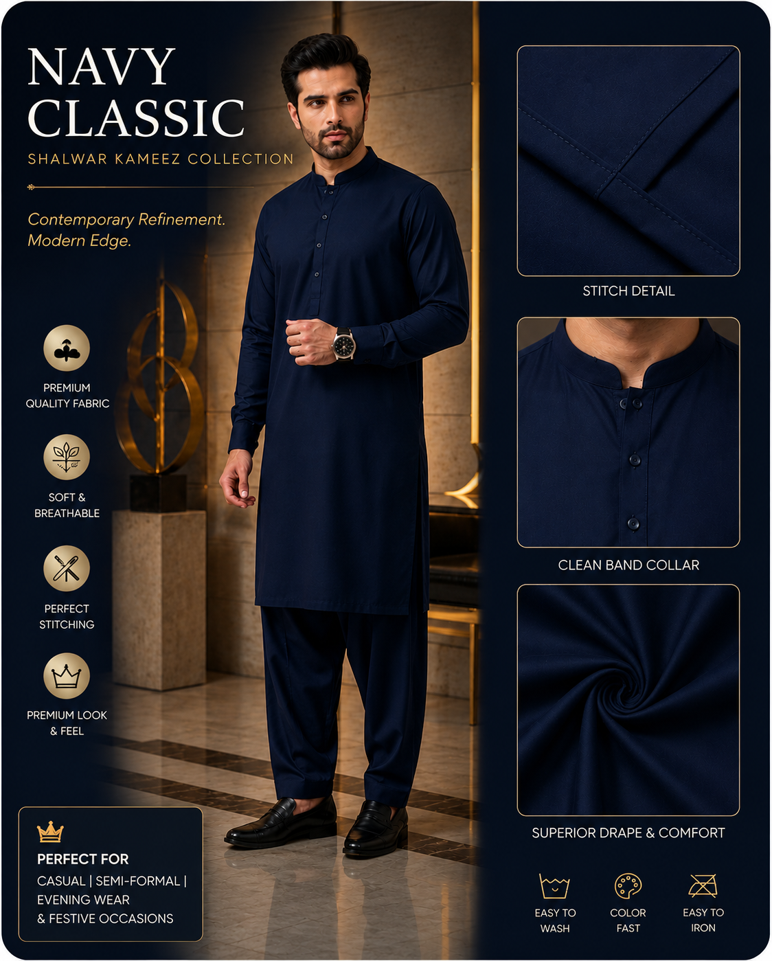 Navy Blue Classic Summer Wear